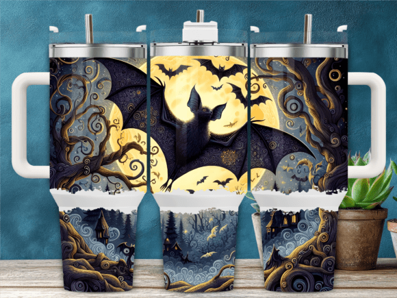 Sublimation 40oz Bats-Full-Moon-Halloween