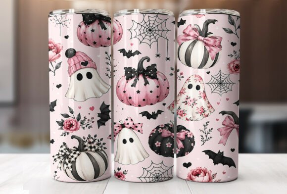 Sublimation Coquette Ghost Pumpkin 20oz Tumbler Wrap
