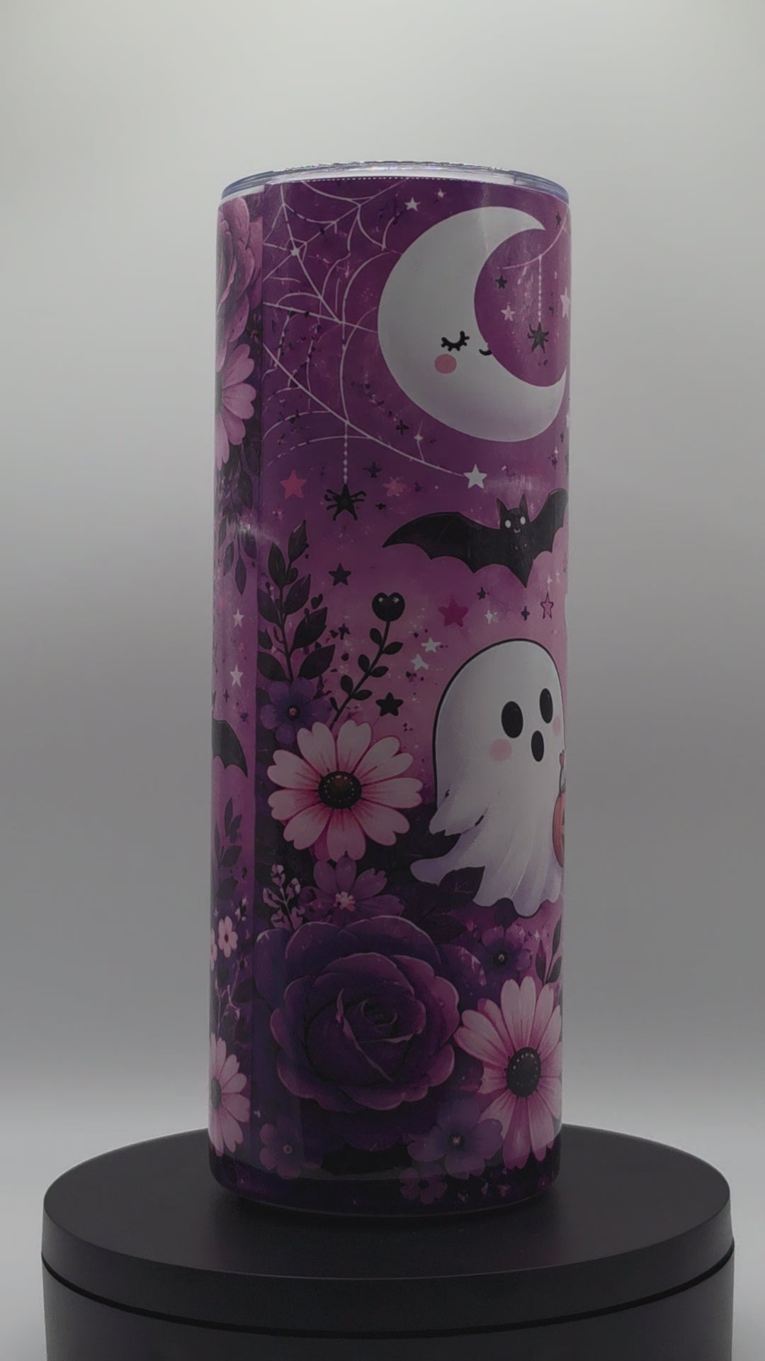 Sublimation 20oz Purple-Ghost-Floral-Halloween-Tumbler